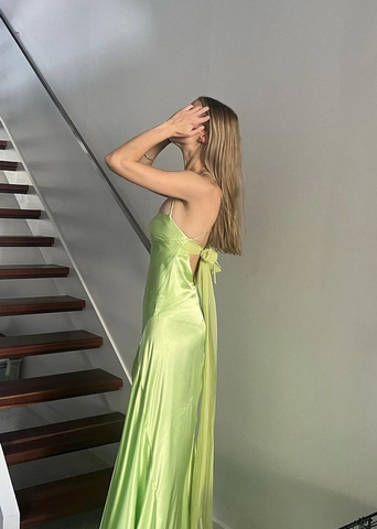 Elegante vestido de fiesta largo vintage verde, vestido formal de noche Y7421