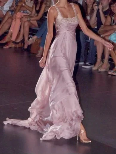 Classy Pink Chiffon Beaded Evening Dress Formal Prom Dress Y8424 by simplepromdress