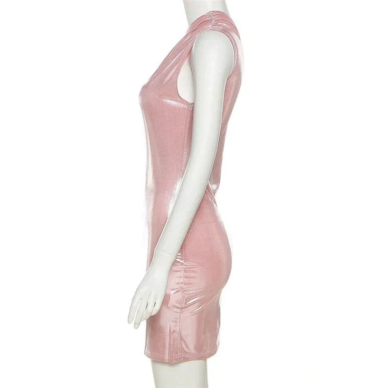 Sexy Dress Women One Shoulder Dress Solid Color Sleeveless Homecoming Dress Y1987 by simplepromdress