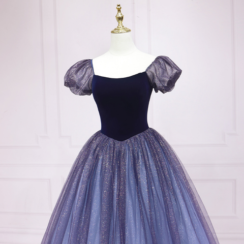 Vestido de noche princesa azul cielo estrellado, corte A, temporada 3