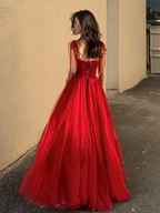 Spaghetti Straps Burgundy Floral Prom Dresses, Wine Red Long Formal Evening Dresses with Corset Back Y1297 by simplepromdress