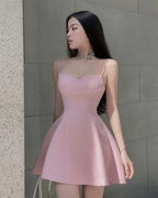 Lovely Pink Spaghetti Straps A-line Homecoming Dress Pink Cocktail Dress Y2448 by simplepromdress
