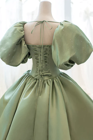 Satin Ballkleid Langes Ballkleid Kurze Ärmel Abendkleid Y4313