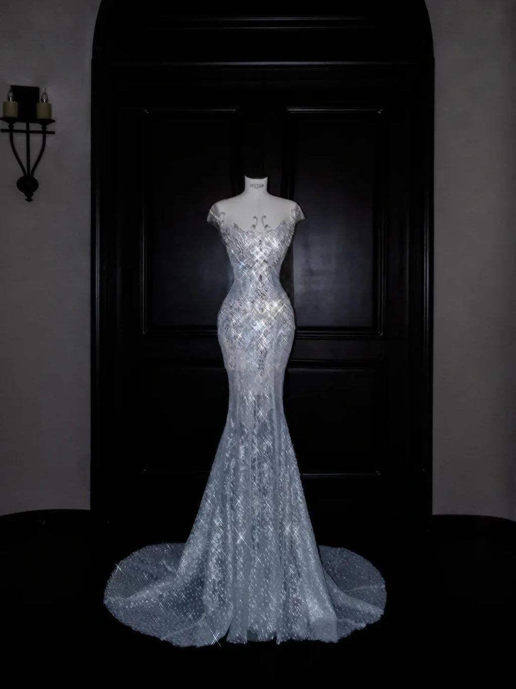 Beautiful Mermaid Sequin Beaded Evening Dress Blue Tulle Prom Dress Y8690 by simplepromdress