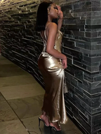 Black girl gold backless evening dresses, prom dresses Y4128 by simplepromdress
