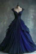 Elegant Blue Tulle Lace Ball Gown Formal A Line Quinceanera Dress Y7797 by simplepromdress