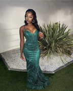 Stunning Green Sleeveless Evening Dress Glam Dress Y5907 by simplepromdress