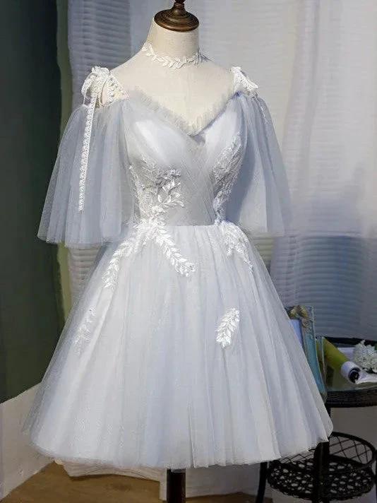 Chic Sleeveless Lace Appliques Tulle Princess Homecoming Dresses by Cicinia