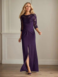 Plum Sheath Lace Stretch Crepe Mother of the Bride Dress by Dreamylily