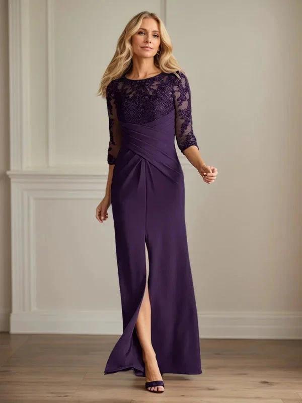 Plum Sheath Lace Stretch Crepe Mother of the Bride Dress by Dreamylily