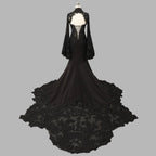 Black Luxury Gothic  Wedding Dress Sheer Lace Mermaid  SW562