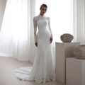 Elegant Floral Long Sleeve Mermaid Wedding Dress SW543