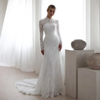Elegant Floral Long Sleeve Mermaid Wedding Dress SW543