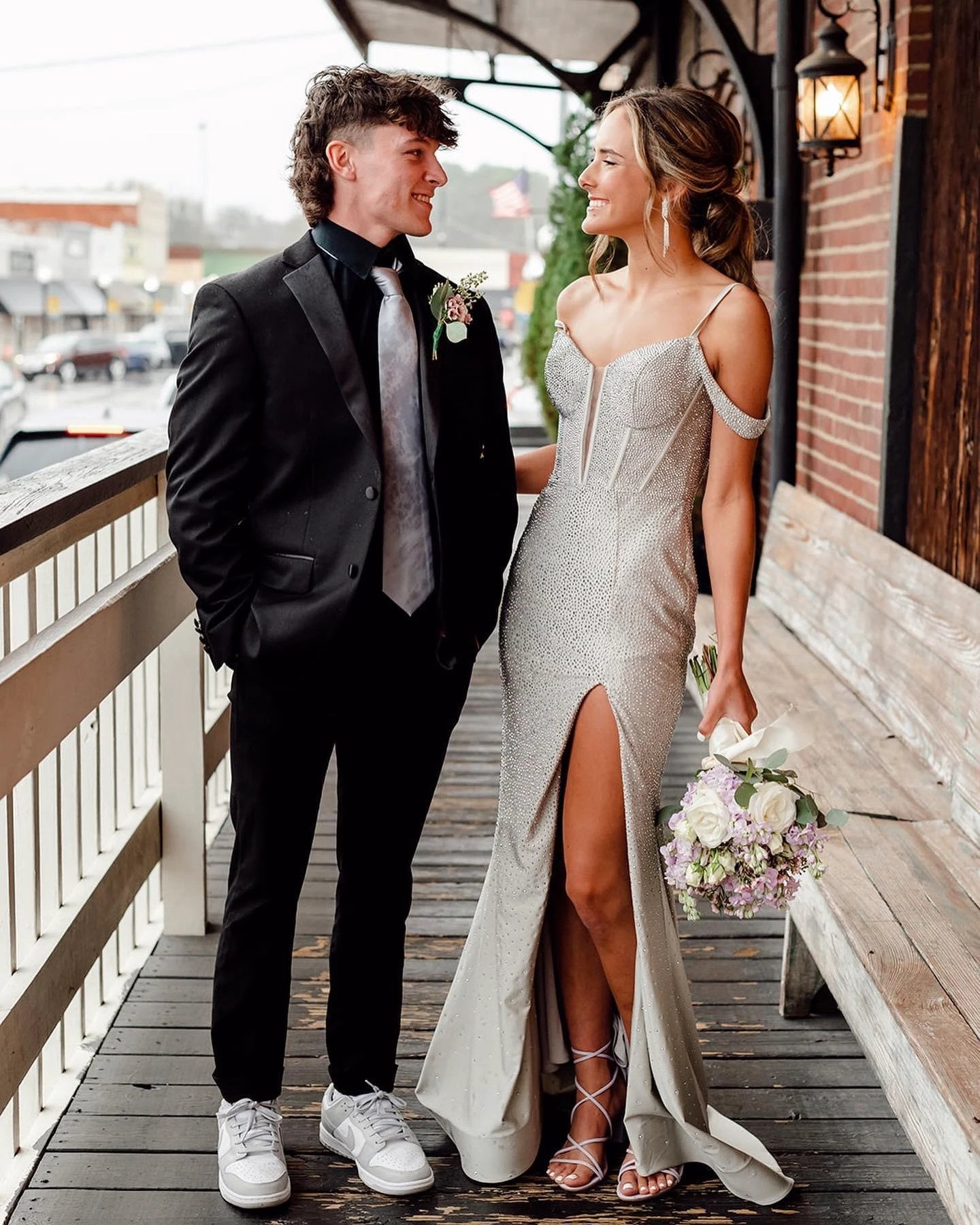 Rosemary | Cold Shoulder Black Beaded Slit Mermaid Prom Dress by KissProm