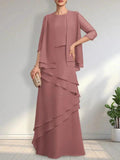 Sheath Scoop Floor-Length Chiffon Mother of the Bride Dress by Dreamylily