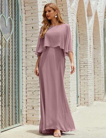 Sunnderly  Bridesmaid Dress Women Long Sleeve V-Neck Chiffon Formal Wedding Party Dress SY28018