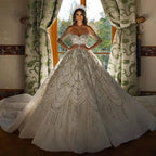 Luxury Beaded Long Sleeve Ball Gown Wedding Dress SW515