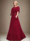 A-line Scoop Floor-Length Chiffon Lace Mother of the Bride Dress With Sequins Beading by Dreamylily