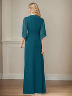 A-Line V-Neck Long Sequins Chiffon Mother Dress by Dreamylily