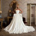 Luxury White Strapless Ruched Satin Ball Gown Wedding Dress SW216