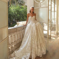 Bohemian Ivory Lace Strapless Ball Gown Wedding Dress SW193