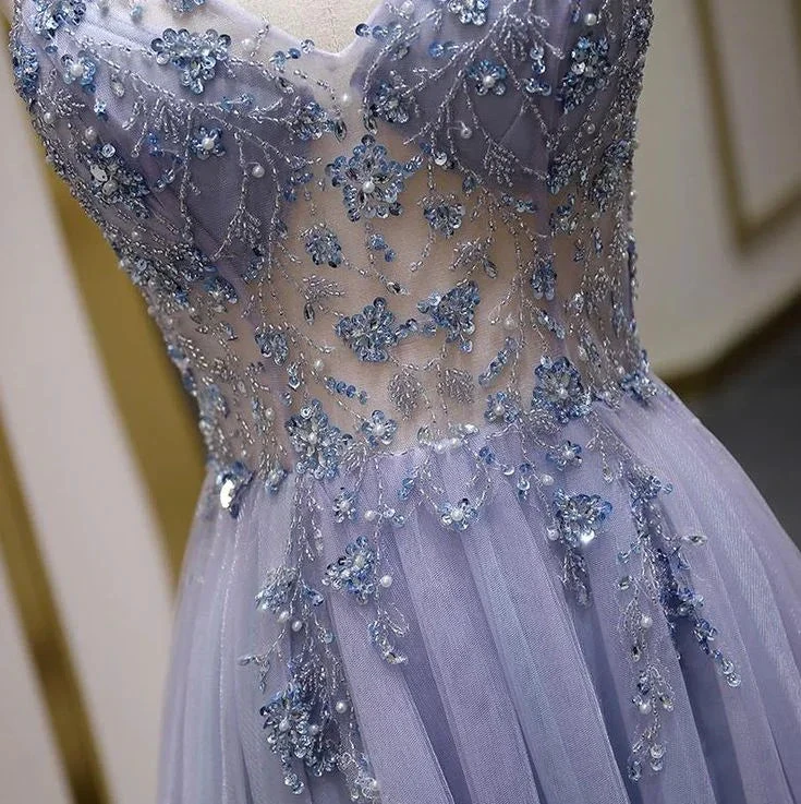Sexy Illusion Long Prom Dress Luxury Beaded A Line Long Formal Women Evening Gown Party Dress Y6760 by simplepromdress