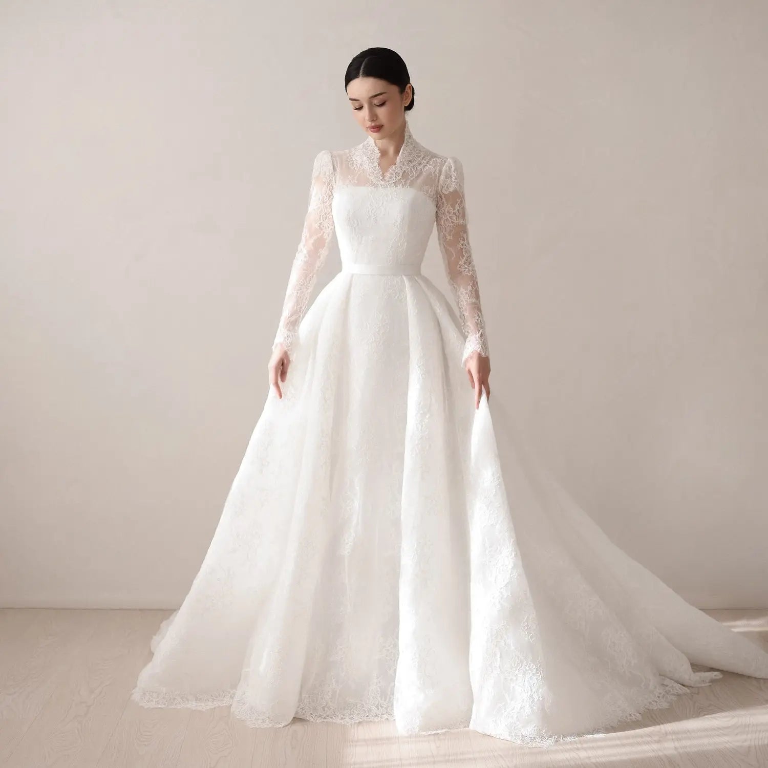 Luxury Full Lace Printed Ball Gown Wedding Dress SW540