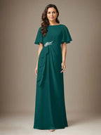 Dark Navy Sheath Beaded Chiffon Dress by Dreamylily