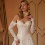 Off White Luxury Ball Gown Wedding Dress Beaded With Veil SW715