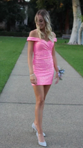 Glitter Pink Homecoming Dress Off The Shoulder Sequins Homecoming Dress Y2132 by simplepromdress