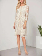 A-line Scoop Knee-Length Chiffon Lace Mother of the Bride Dress With Jacket by Dreamylily