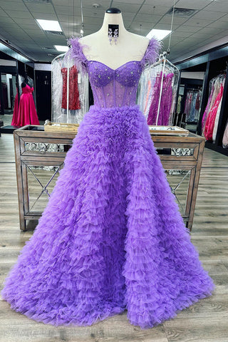 Ingrid | Vestido de fiesta largo de tul con escote en forma de corazón y abertura en la espalda