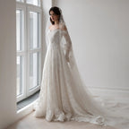 Elegant Printed Off Shoulder Wedding Dress SW538