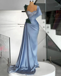 Gorgeous Blue Satin Beaded Mermaid Evening Dress Long Formal Prom Dress Y8520 by simplepromdress