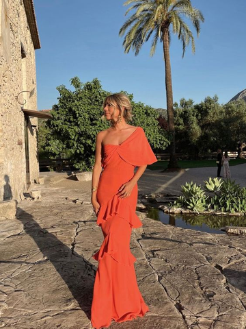 Charmantes Ballkleid Orange Abendkleid Y1524