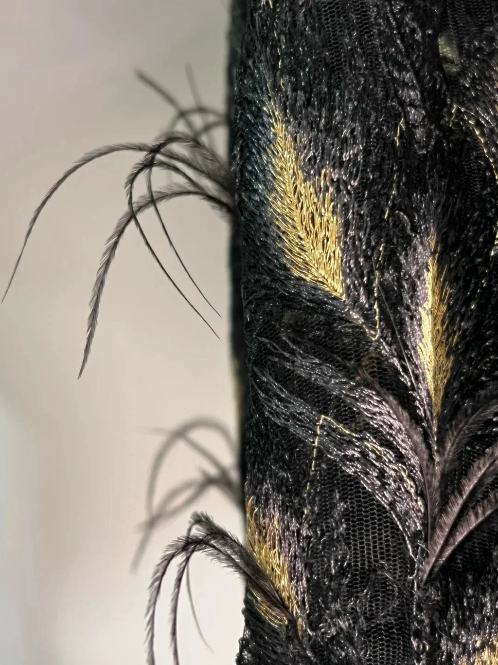 Gorgeous Black Tulle Gold Silk Feathers A Line Prom Dress Formal Evening Dress Y8652 by simplepromdress