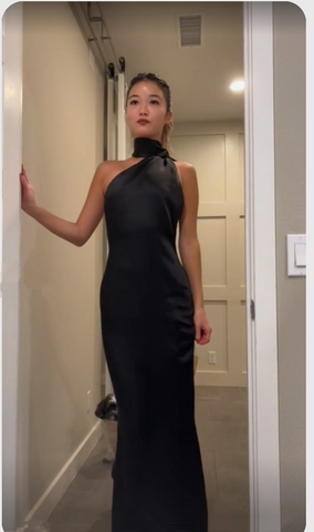Elegante vestido de fiesta largo negro sin espalda Vestido de noche negro Y7426