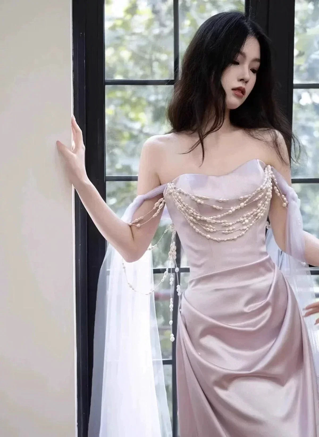 Light Purple Satin Long Evening Dress Sweetheart Prom Dress Y8312 by simplepromdress