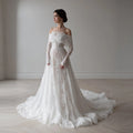 Luxury Off Shoulder Wedding Dress with Long Sleeves SW542