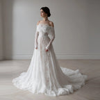 Luxury Off Shoulder Wedding Dress with Long Sleeves SW542