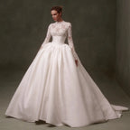 Classic Long Sleeve Lace Ball Gown Wedding Dress SW075