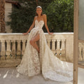 Bohemian Ivory Lace Sweetheart Neck High Slit Mermaid Wedding Dress SW183