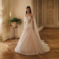 Dreamy Ivory Strapless 3D Floral Draped Wedding Dress with Veil SW232
