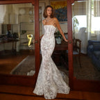 Vintage Ivory Lace Strapless Mermaid Wedding Dress SW189