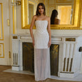 Luxury White Sequin Pearl Strapless Wedding Dress SW087