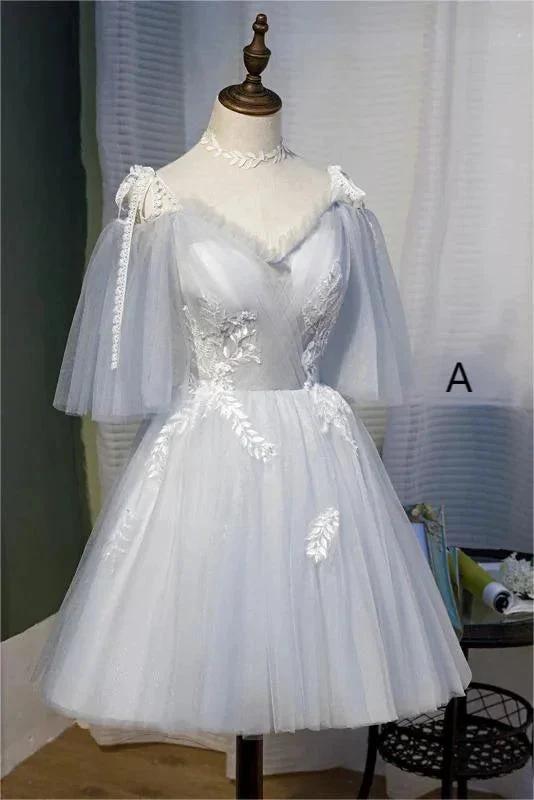 Chic Sleeveless Lace Appliques Tulle Princess Homecoming Dresses by Cicinia
