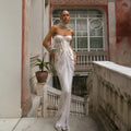 Elegant Ivory Sheer Lace Sweetheart Neck Fringe Mermaid Wedding Dress with Choker SW179
