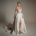 Luxury Ivory Strapless Lace High-Slit A-Line Wedding Dress SW165