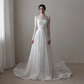 Elegant Sequin Printed Long Sleeve Wedding Dress SW536