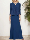 Metallic Mock Two-Piece Gown with Jacket by Dreamylily